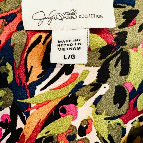 NWOT Jaclyn Smith Tunic Top HiLo MultiColor Long Sleeve V-Neck 2 Pockets Size Lg - Picture 3 of 9